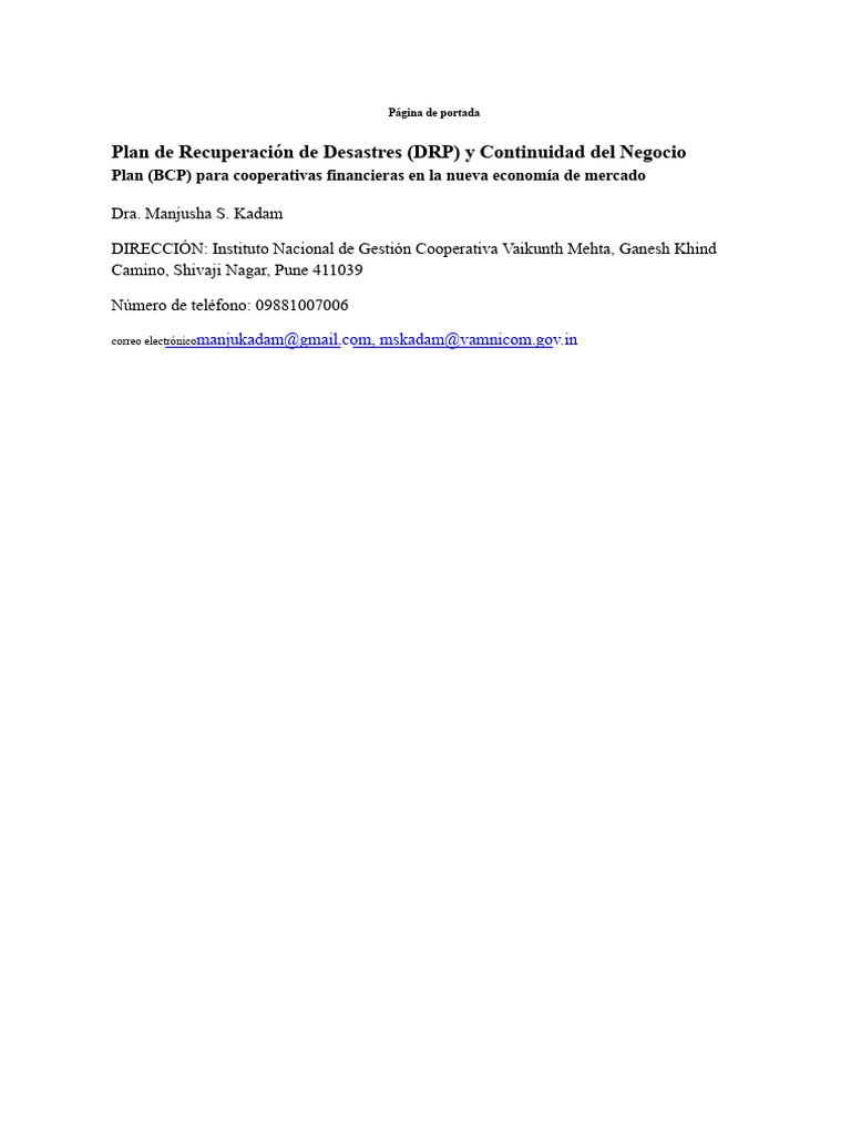 DRP y BCP para Cooperativas Financieras | PDF | Bancos | Seguridad de ...