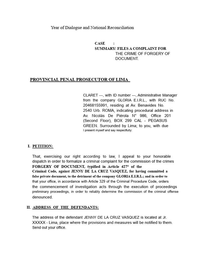 Report of Forgery of A Private Document | PDF | Forgery | Crimes