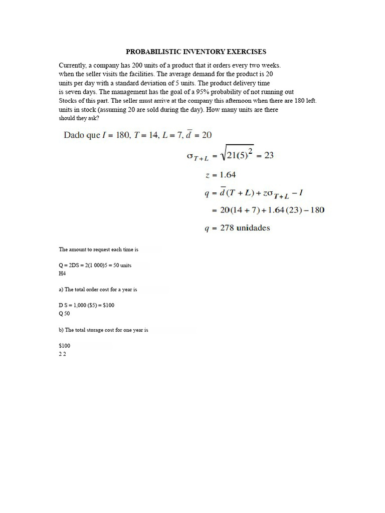 Probabilistic Inventory Management Guide | PDF