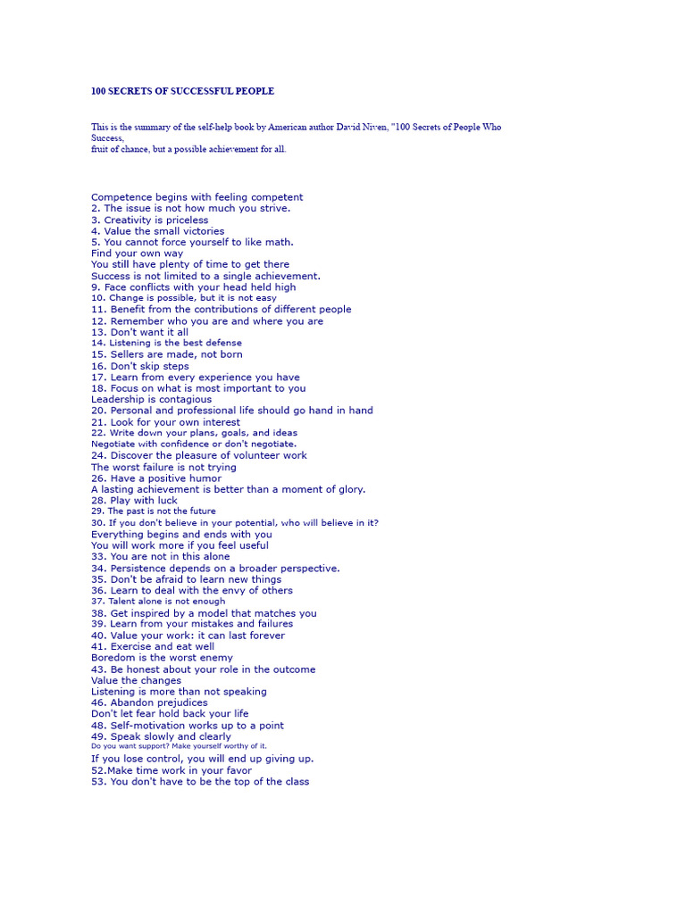 100 Success Secrets Unveiled PDF Motivation Motivational