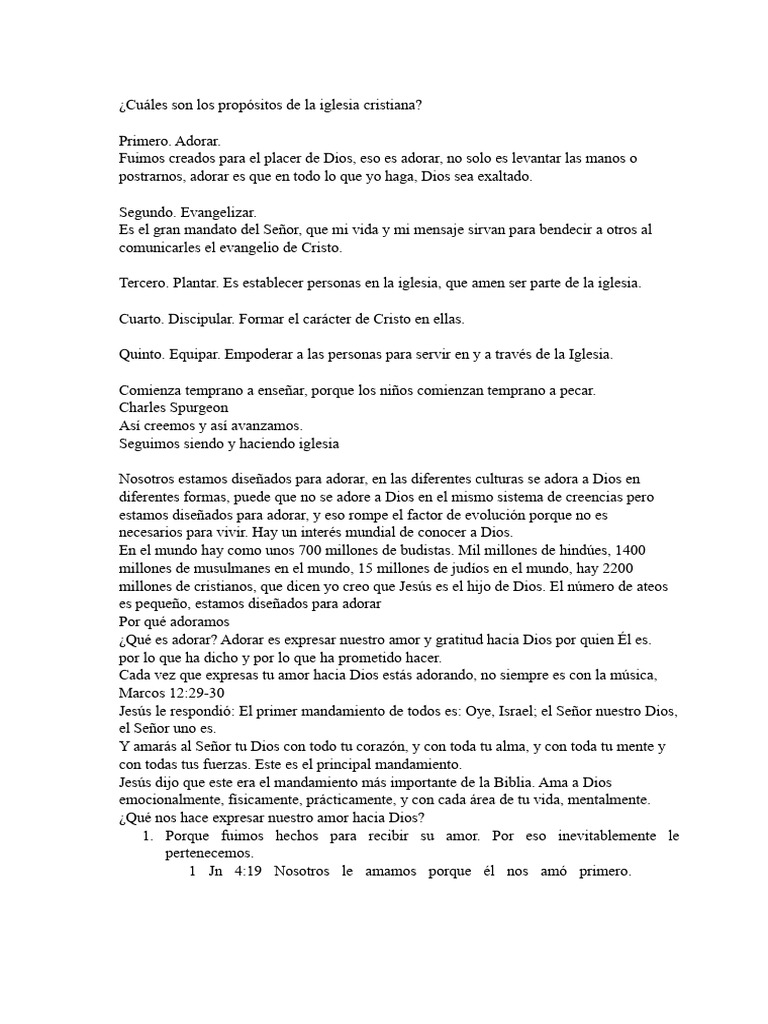 Propósitos de la Iglesia Cristiana | PDF | Cristo (título) | eucaristía