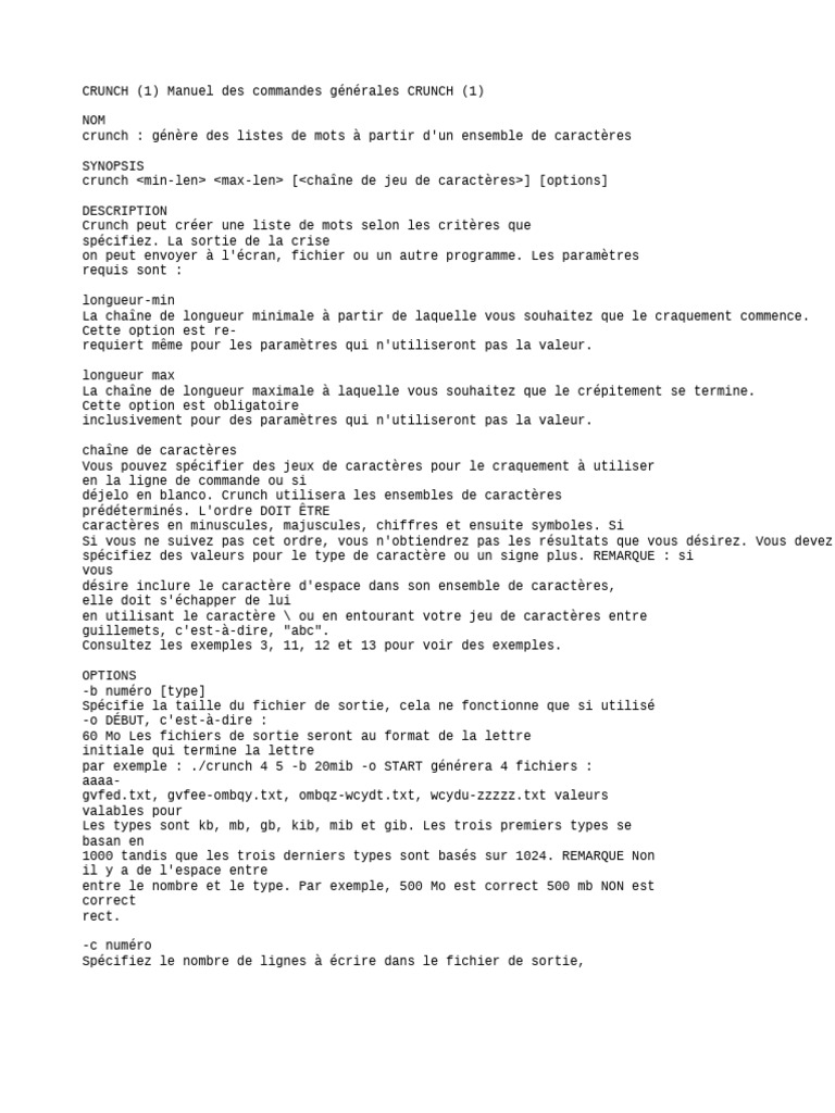 Génération de listes de mots avec Crunch | PDF | Fichier texte ...