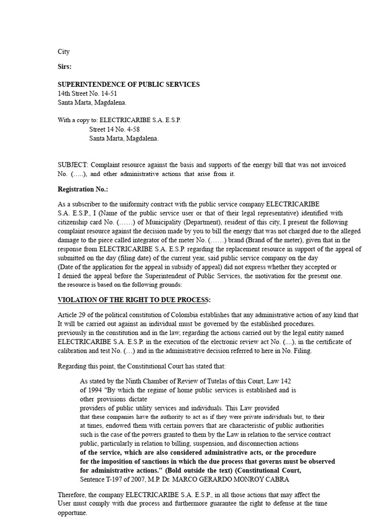 Minutes Electricaribe Complaint Resource For Violation of Due Process ...