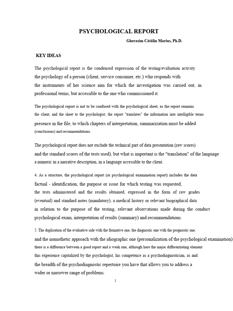 Understanding Psychological Reports | PDF | Psychology | Psychological ...