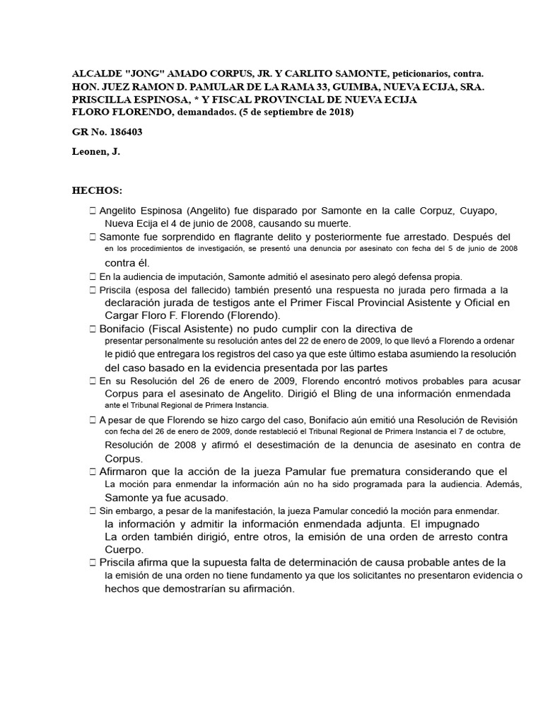 21 Corpus v Pamular | PDF | Fiscal | Orden de arresto
