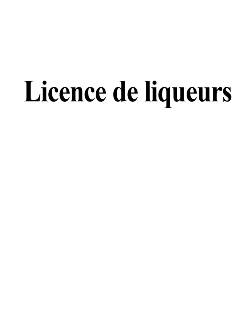 Règlementation des Licences de Liqueurs | PDF | Boissons alcoolisées ...