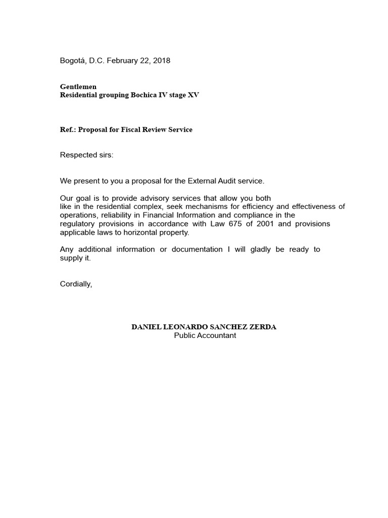 Fiscal Review Proposal for Bochica IV | PDF | Internal Control | Audit