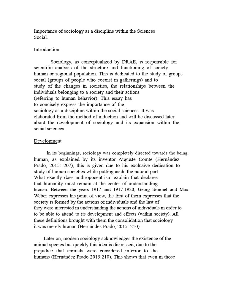 Significance of Sociology in Social Sciences | PDF | Social Sciences ...
