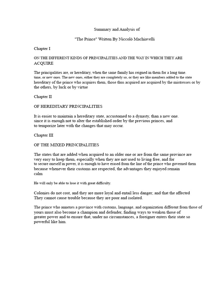 Analysis of Machiavelli's 