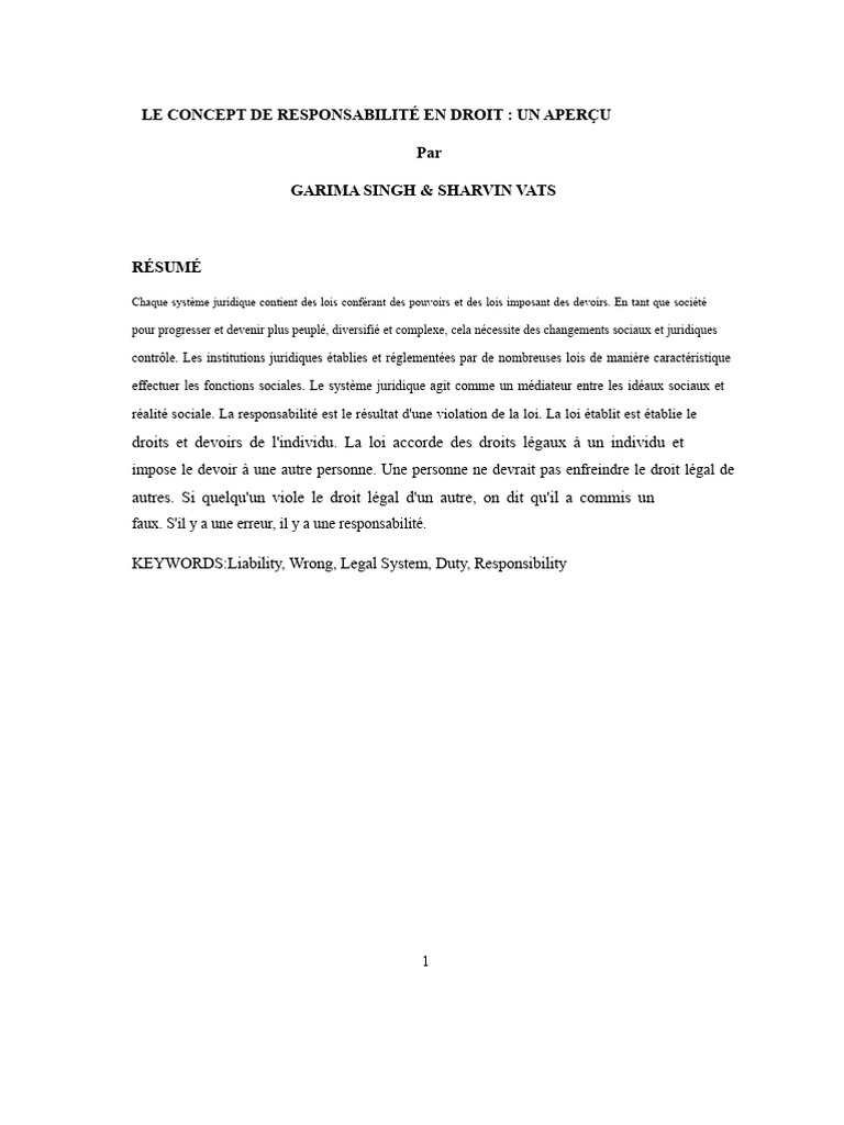 Aperçu de la responsabilité en droit | PDF | Crimes | Crime et violence