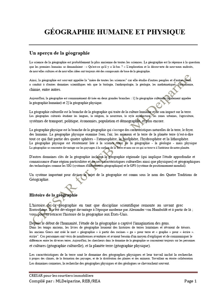 Introduction à la géographie humaine et physique | PDF | Géographie | Terre
