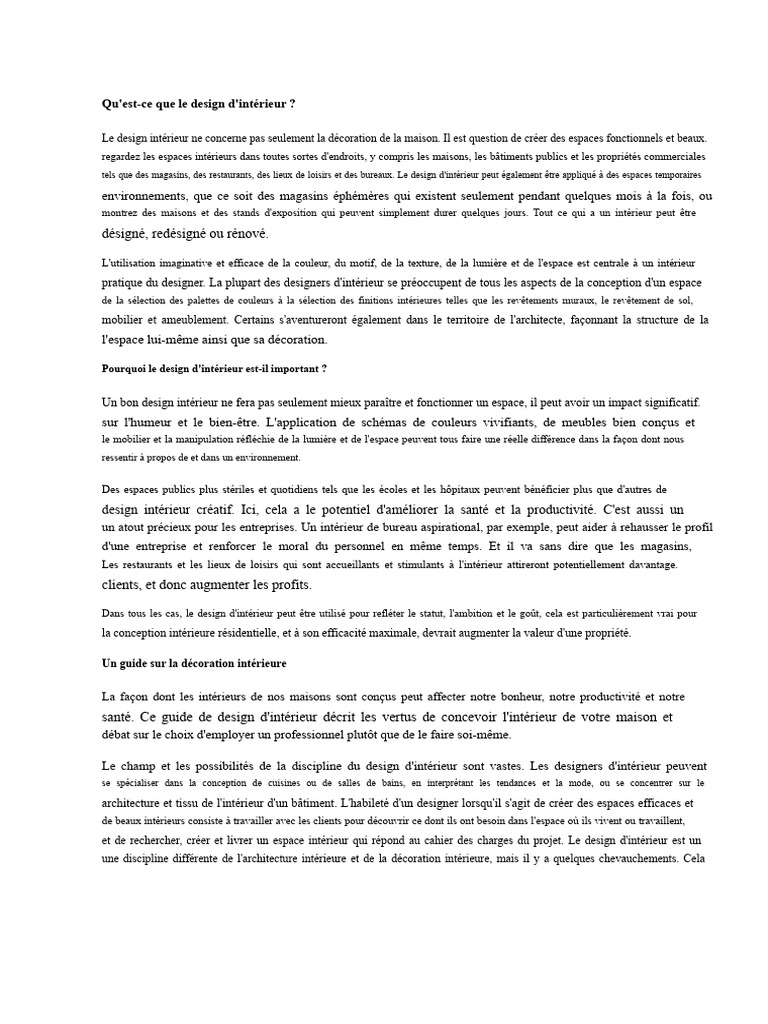 Étapes du projet de design intérieur | PDF | Conception | Aménagement d ...
