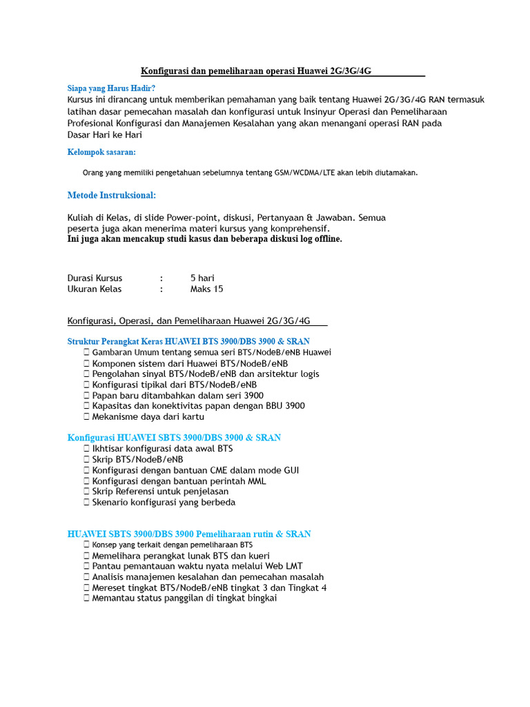 Konfigurasi RAN Huawei 2G - 3G - 4G | PDF