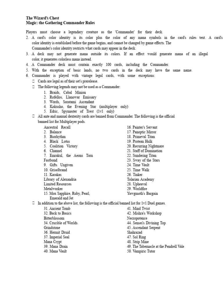 Commander Rules for Magic: The Gathering | PDF | Gaming | Trading Cards