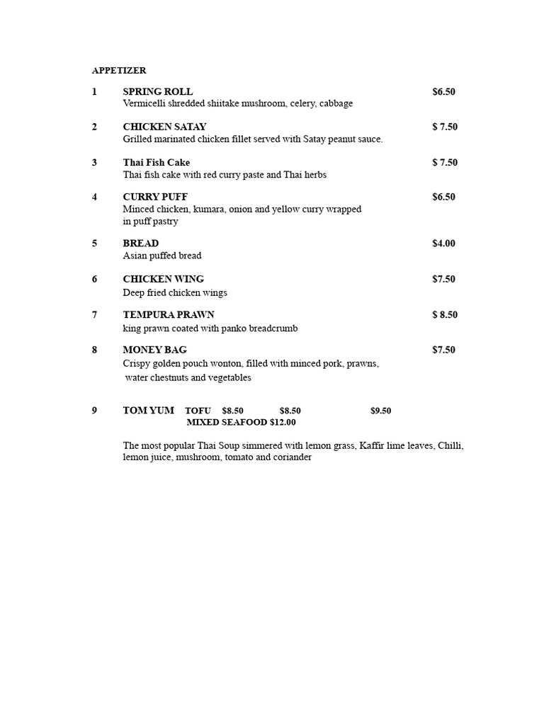 Thai Plimmerton Menu Highlights | PDF | Thai Cuisine | Curry