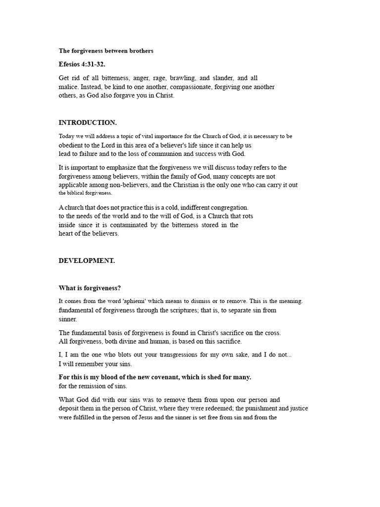 The Importance of Forgiveness Among Believers | PDF | Forgiveness ...