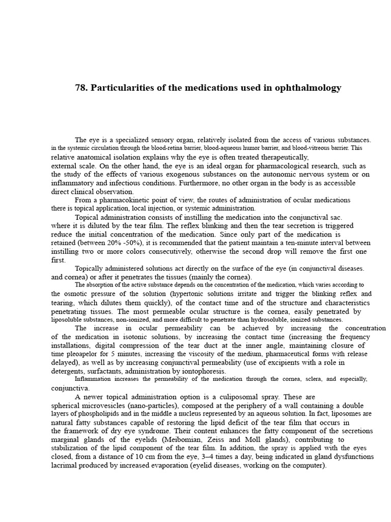 The Particularities of Medications Used in Ophthalmology | PDF ...