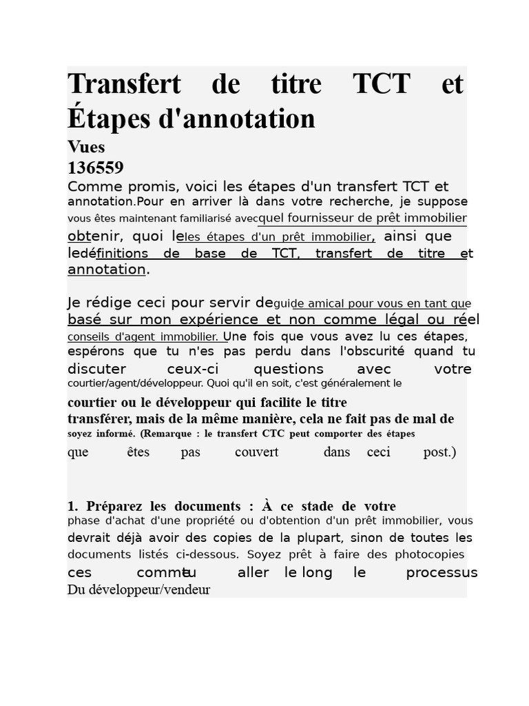 Guide du transfert de titre TCT | PDF | Impôts | Taxe foncière