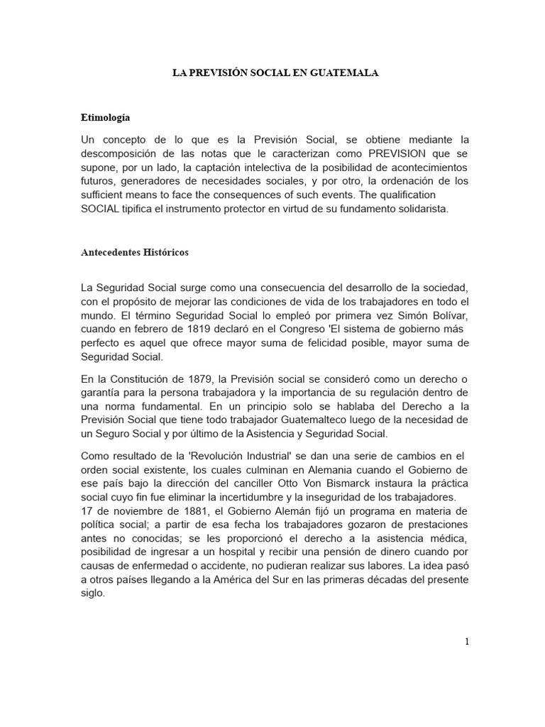 Previsión Social en Guatemala: Historia y Fundamentos | PDF | Guatemala ...
