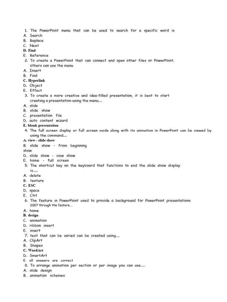 Questions and Answers Power Point | PDF