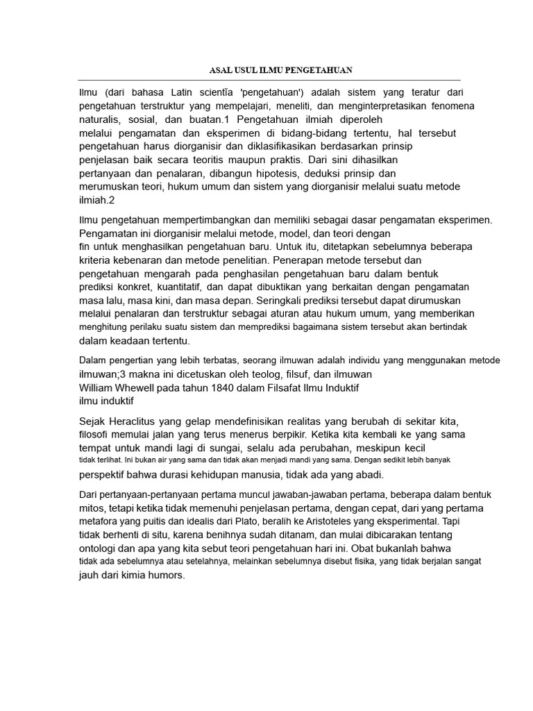 Asal Usul dan Evolusi Ilmu Pengetahuan | PDF