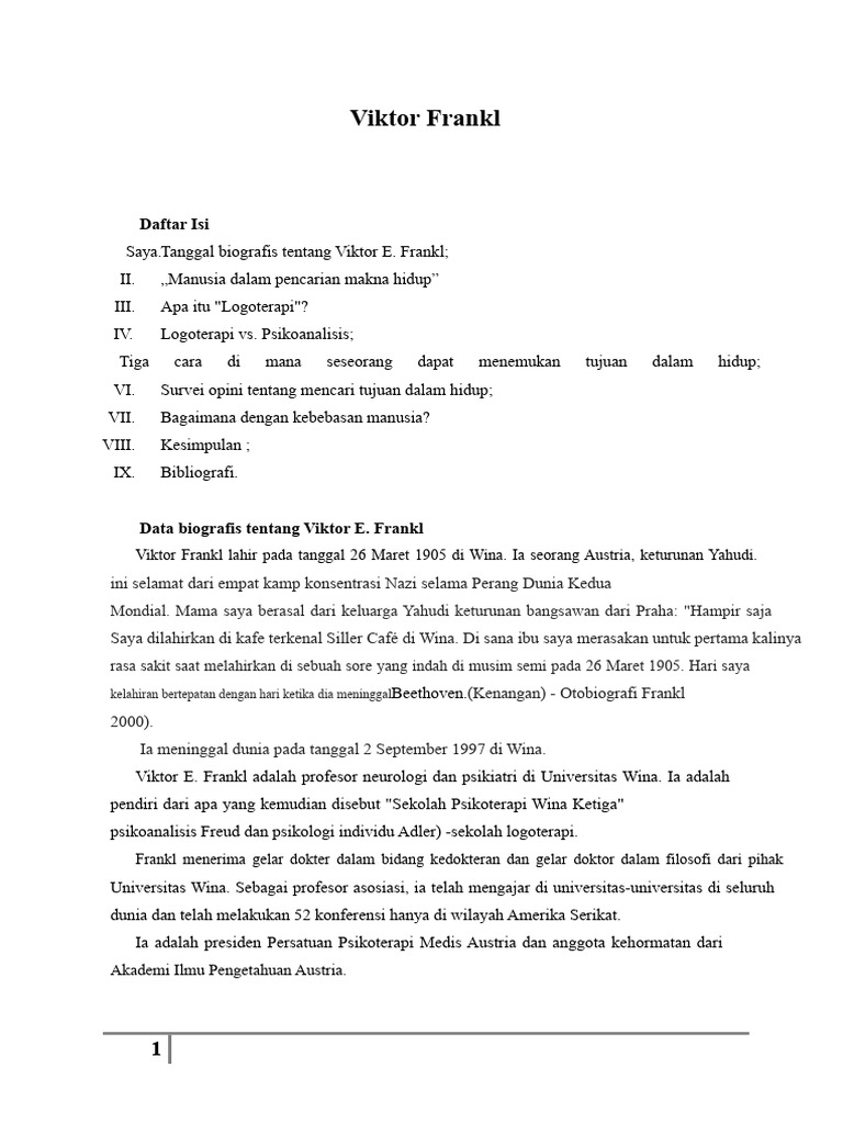 Logoterapi Viktor Frankl: Makna Hidup | PDF