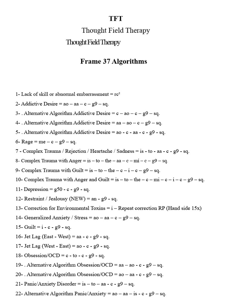 Thought Field Therapy Algorithms | PDF | Psychotherapy | Psychology