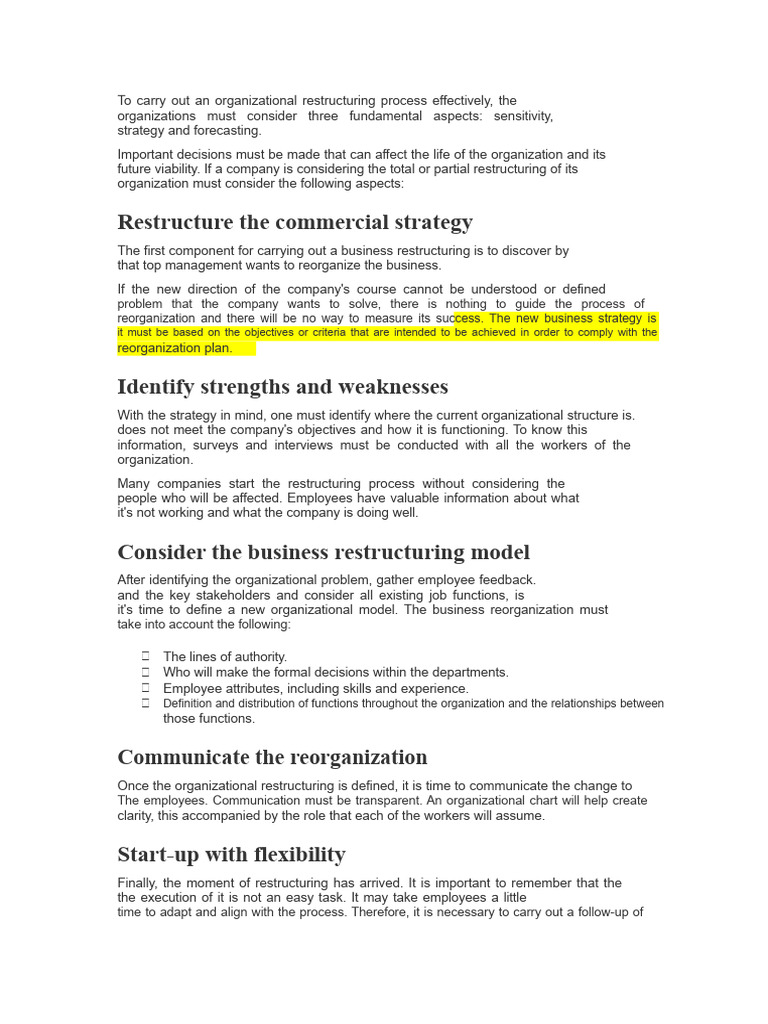 Effective Organizational Restructuring Guide | PDF | Strategic ...