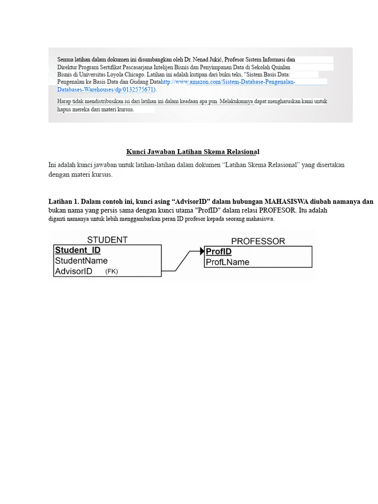 Kunci Jawaban Latihan Skema Relasional | PDF