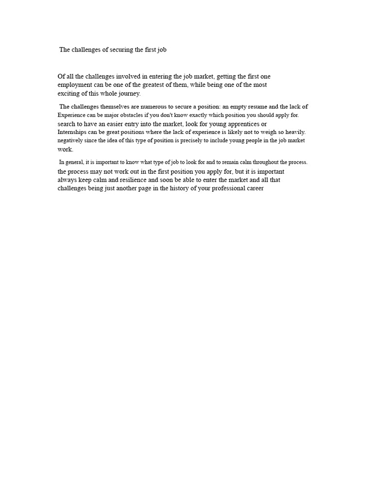 Overcoming First Job Challenges | PDF