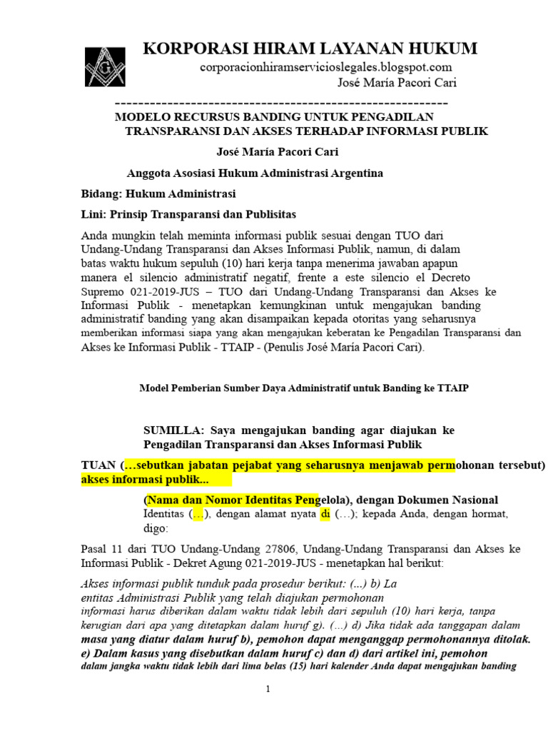 Model Sumber Banding - Ttaip - Pengadilan Transparansi Akses Informasi ...