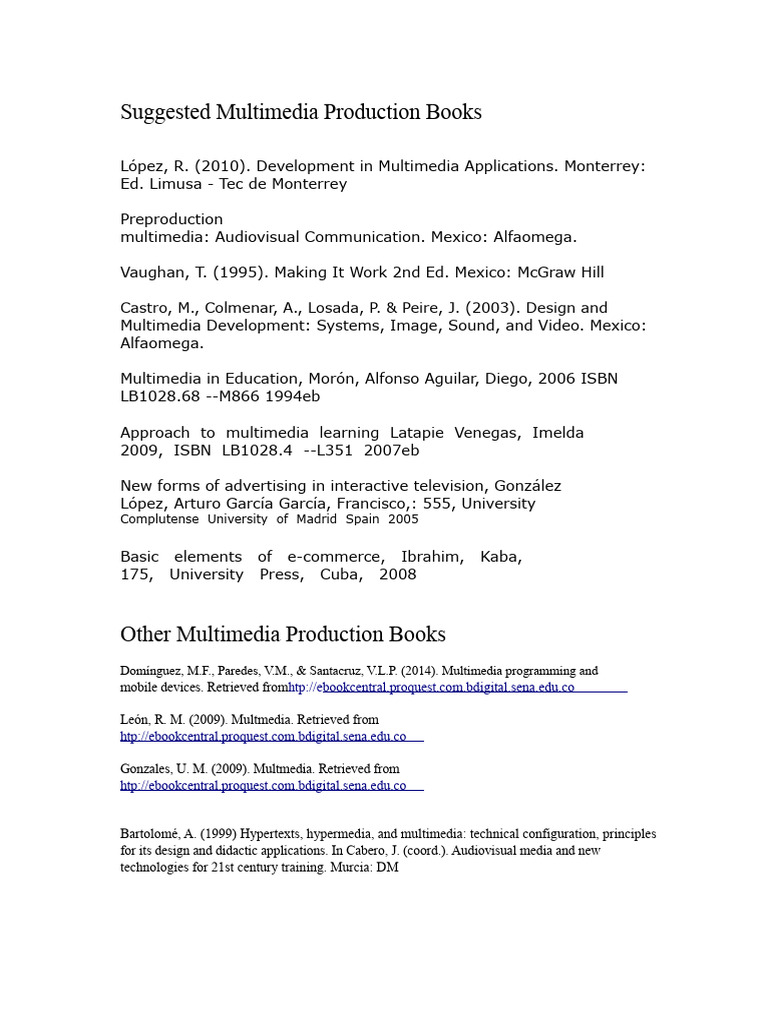 Multimedia Production Resources Guide | PDF