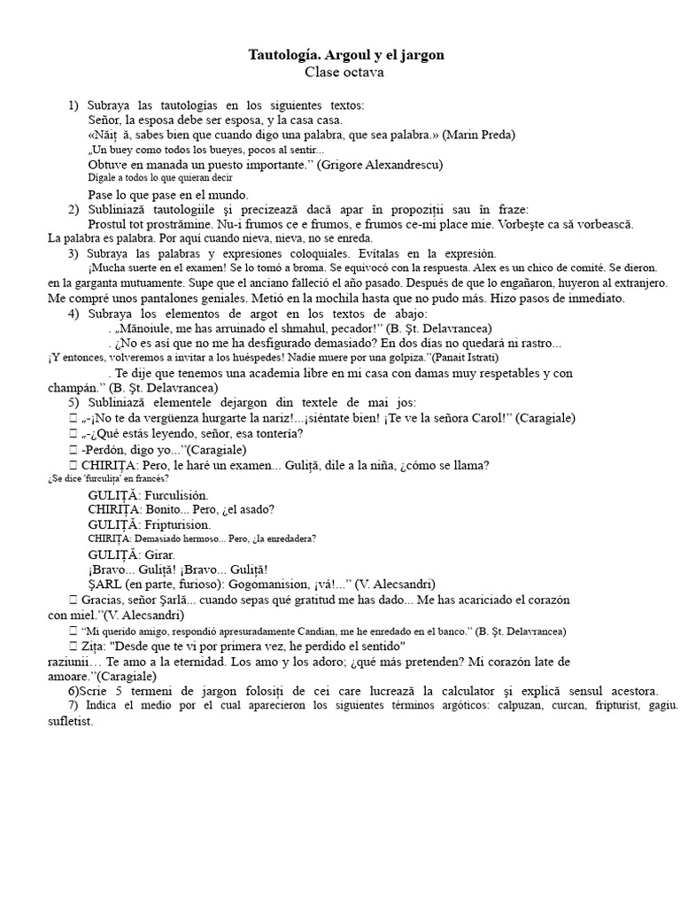 Tautología. Argoul Si Jargonul | PDF | Comunicación humana | Lingüística
