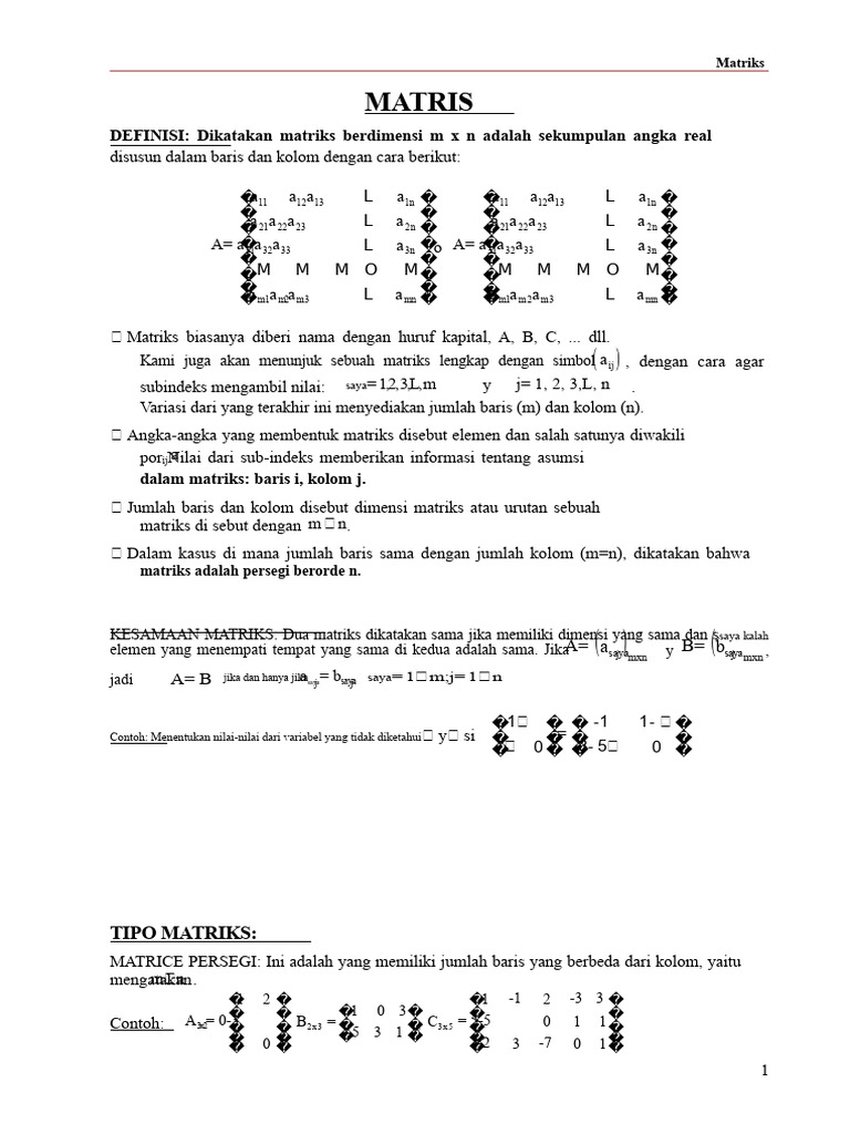 Panduan Lengkap Matriks dan Operasinya | PDF