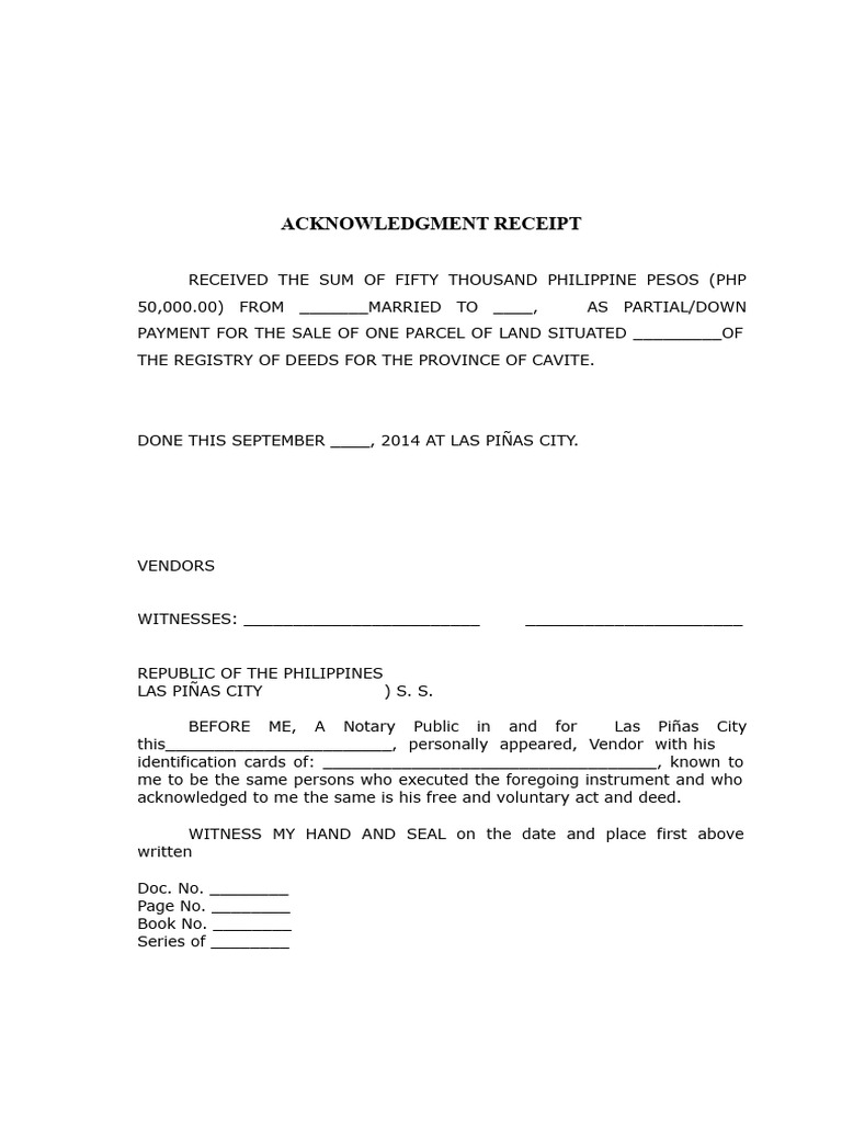 Acknowledgment Receipt for Lot Payment | PDF