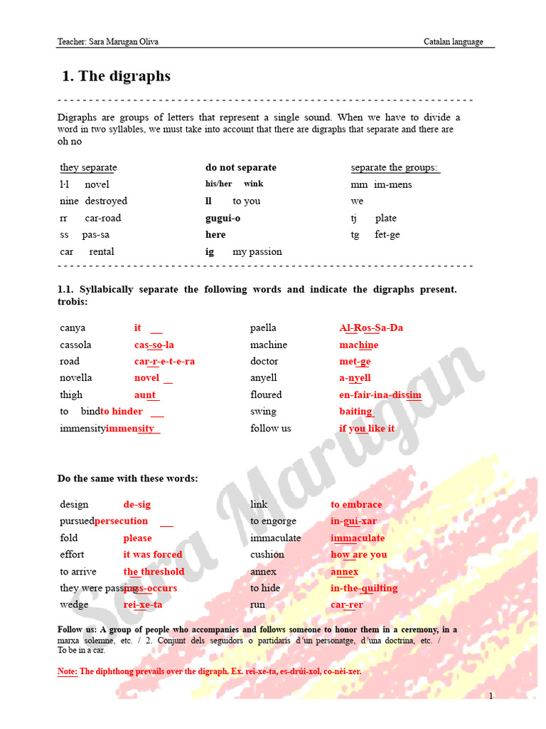 Syllable and Digraph Analysis in Catalan | PDF | Stress (Linguistics ...