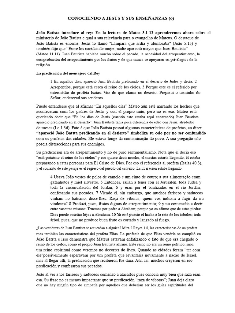 Conociendo A Jesús y Sus Enseñanzas - 7 | PDF | Juan el Bautista | Jesús