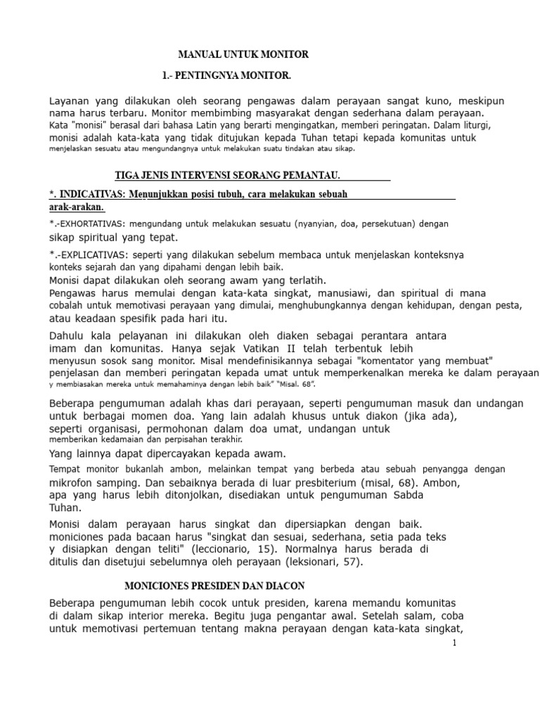 Panduan Monisi dalam Perayaan Liturgi | PDF