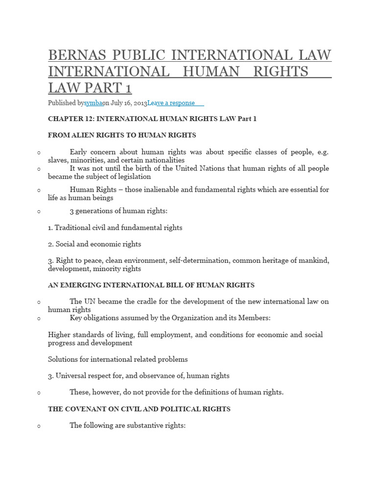 International Human Rights Law Overview | PDF | International Labour ...