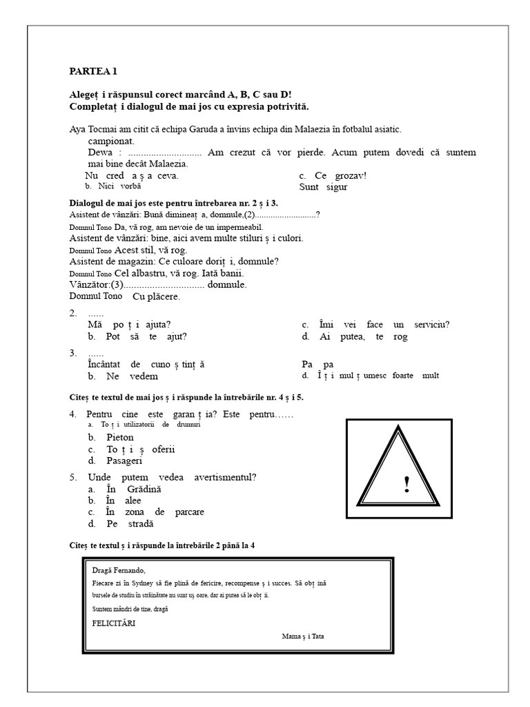 Exerciții Pentru Clasa A 9-A | PDF