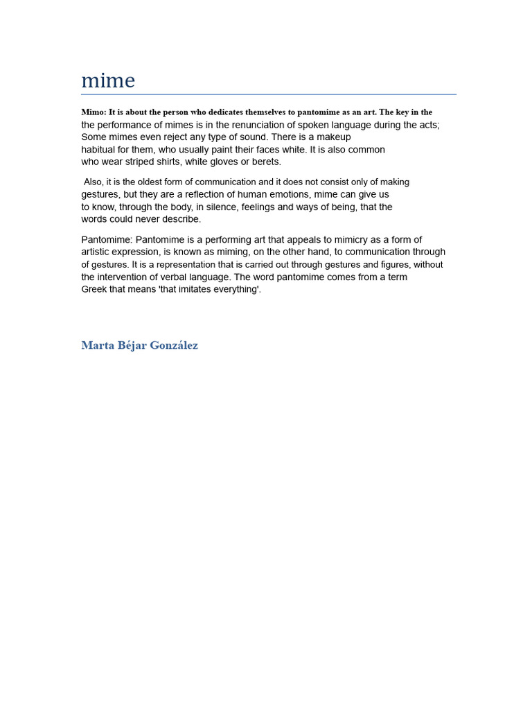Mime and Pantomime: Key Differences | PDF