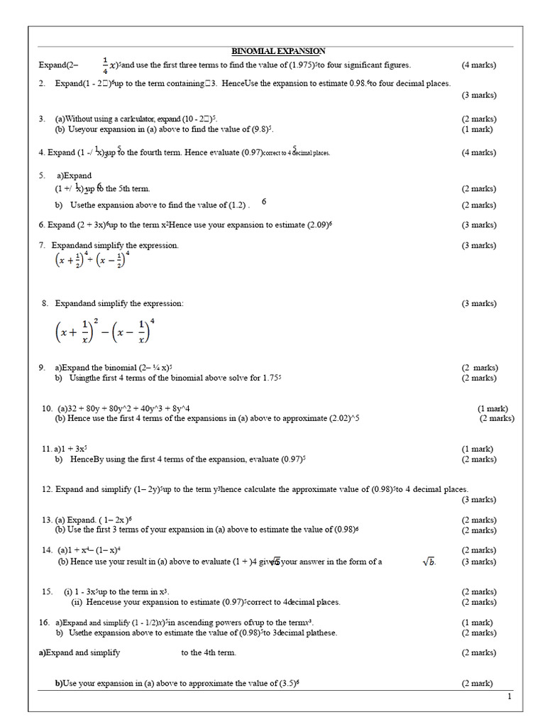 Binomial Expansion Techniques and Estimates | PDF | Chess | Chess Theory