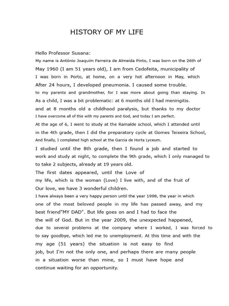 History of My Life - Word | PDF