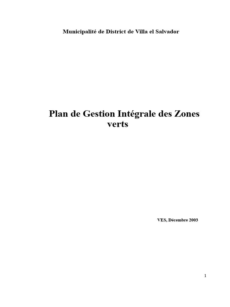 Plan de Gestion des Espaces Verts à VES | PDF | Environnement naturel ...