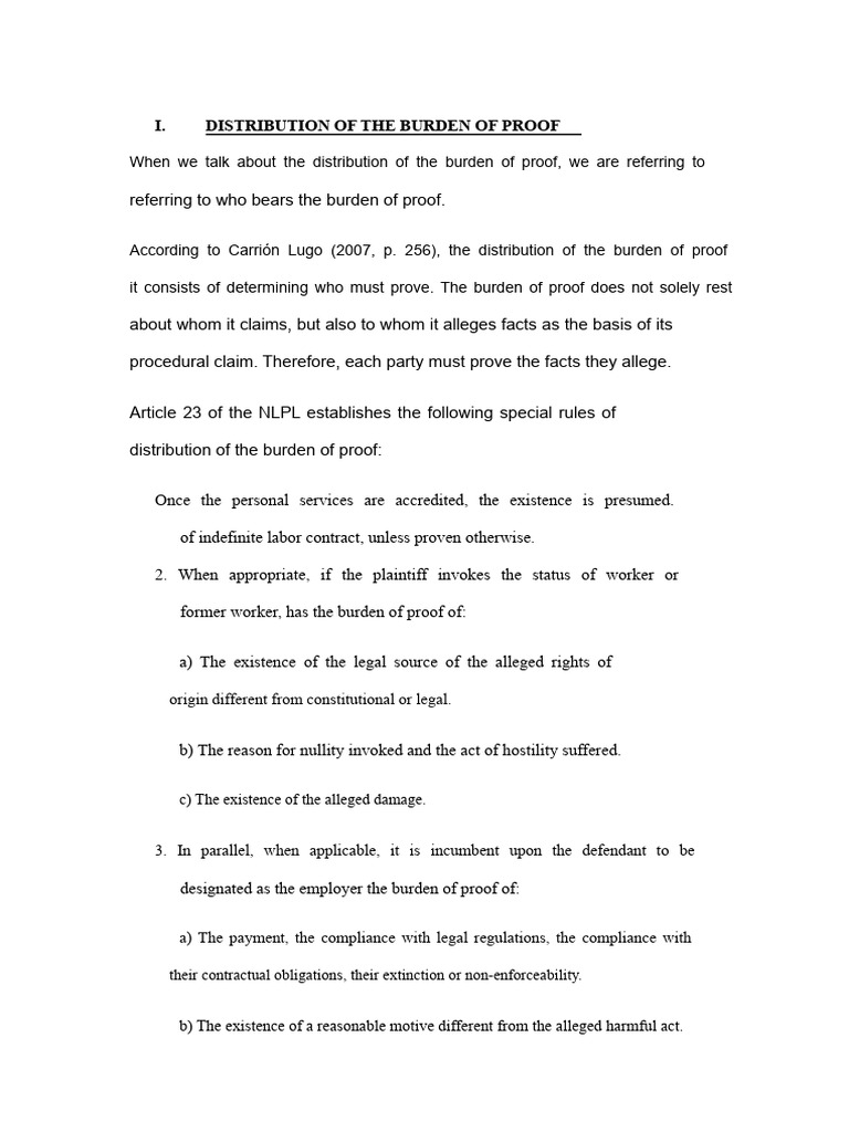 Burden of Proof in Labor Law Explained | PDF | Burden Of Proof (Law ...