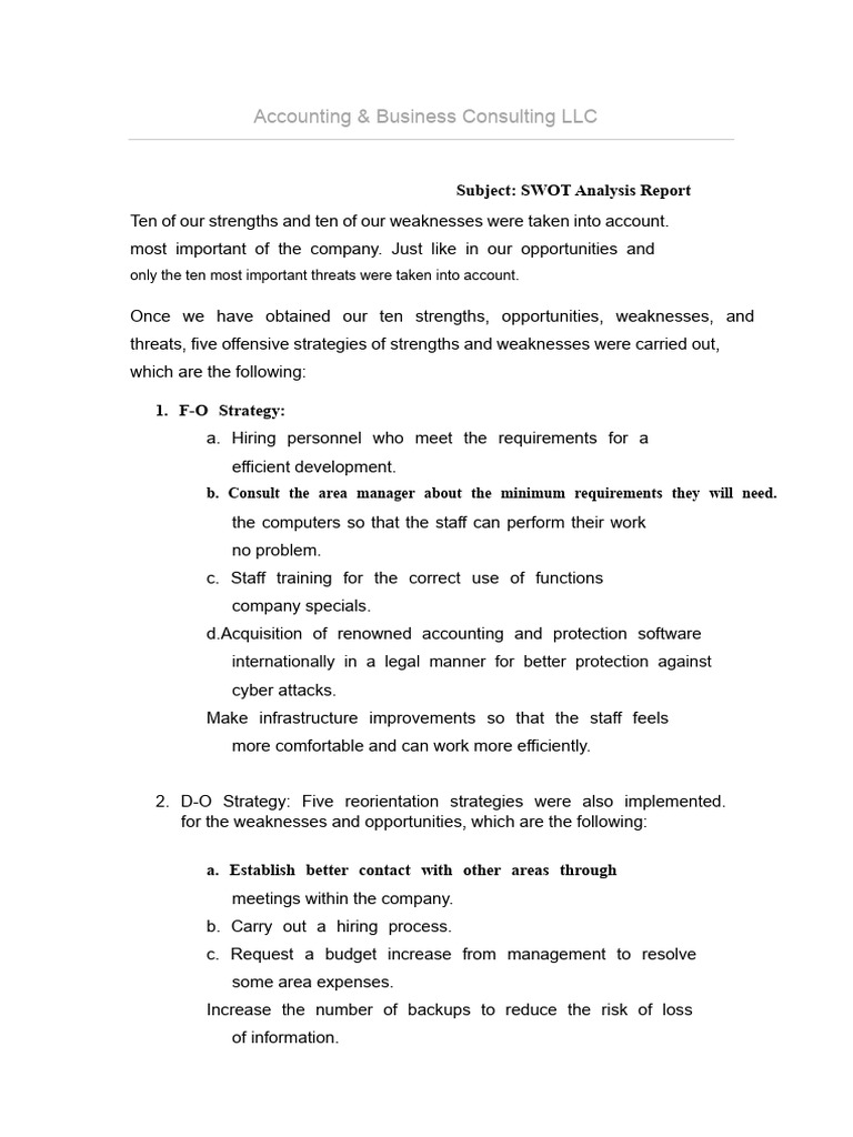 SWOT Analysis Strategies for Accounting Firm | PDF | Swot Analysis ...