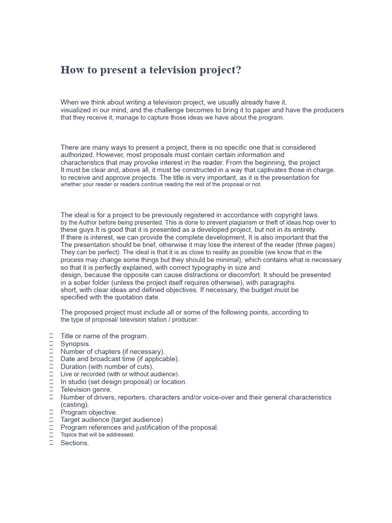 Presenting a TV Project Effectively | PDF | Human Communication