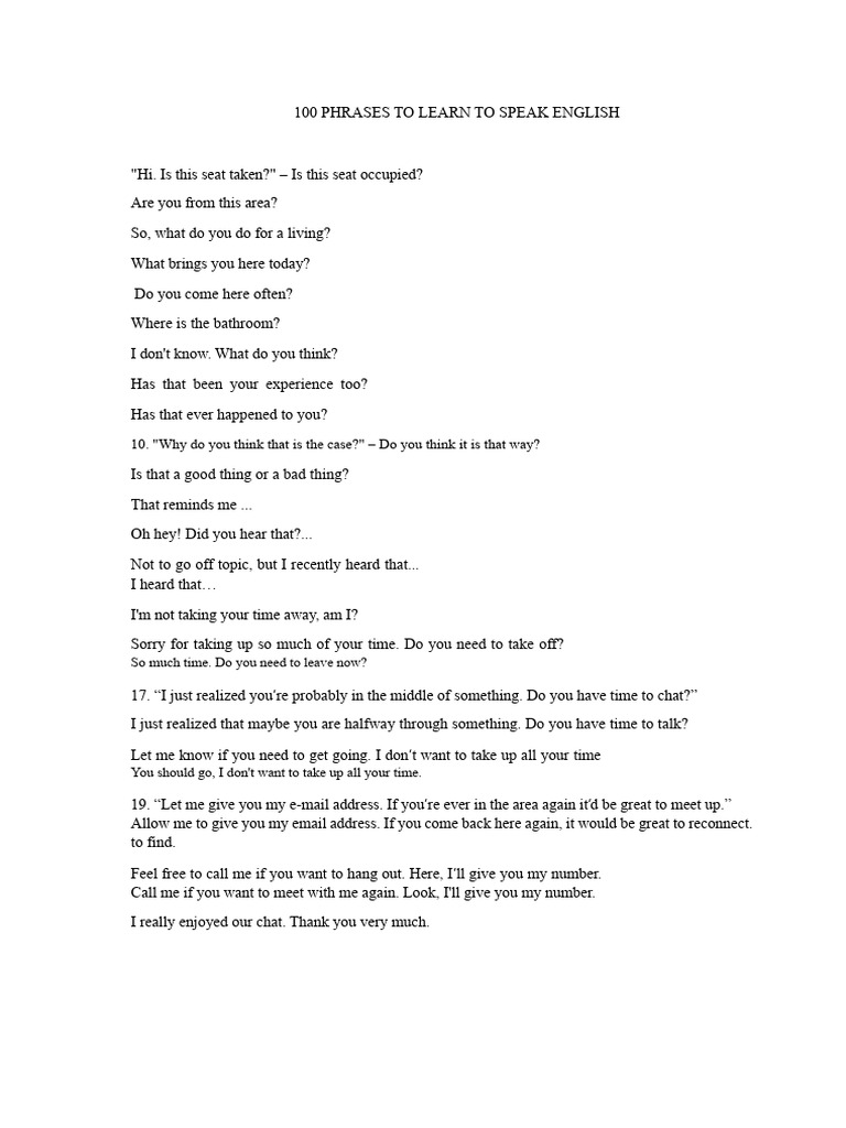 English Dialogue Practice Phrases | PDF | English Language