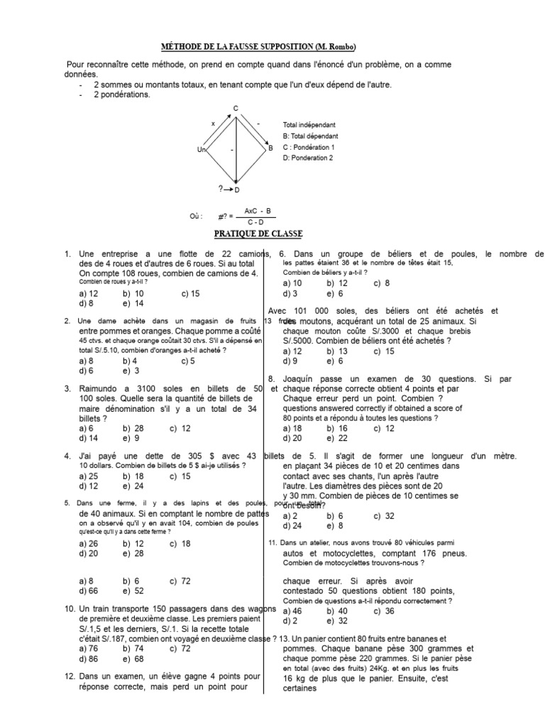 Méthode de la Fausse Supposition en Mathématiques | PDF