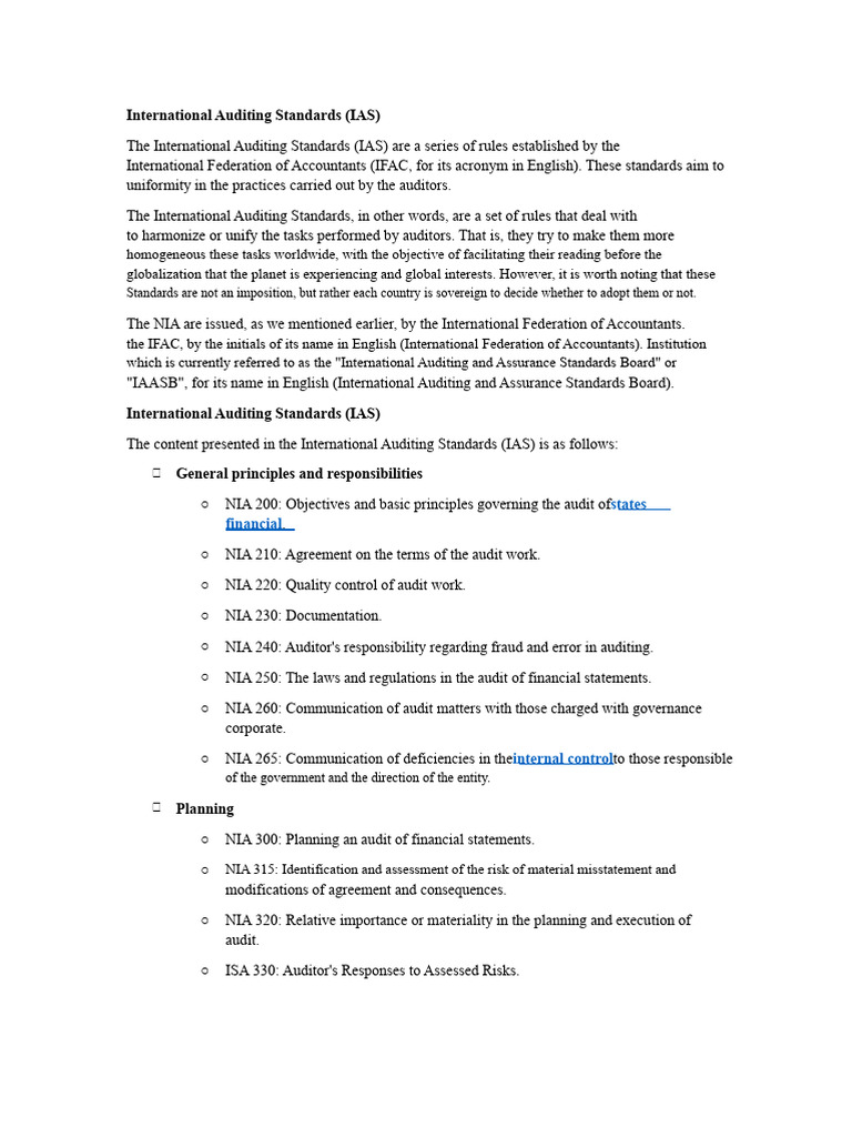 Overview of International Auditing Standards | PDF | Audit | Auditor's ...